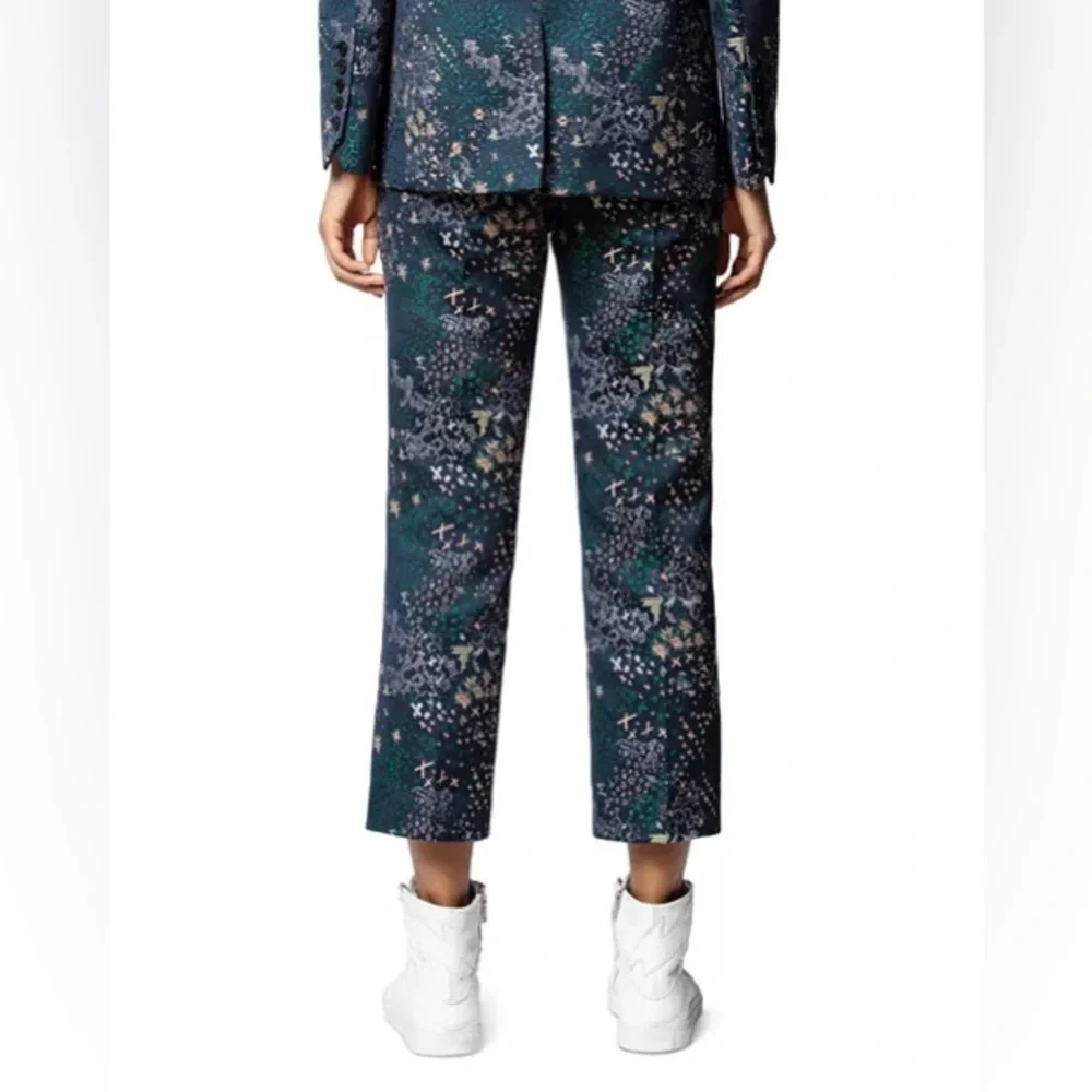 ZADIG & VOLTAIRE Posh Mixed-Print Metallic Jacquard Cropped Trousers - Picture 9 of 12